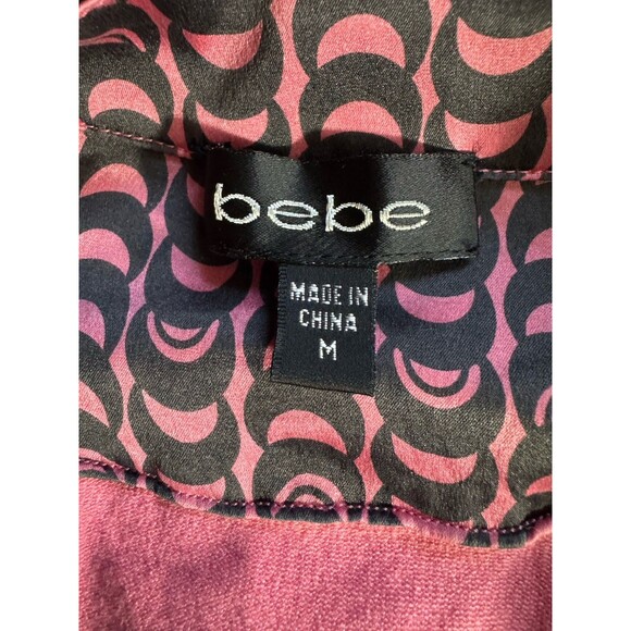 Y2K Bebe Geometric Silk Sweater Top Pink Office Siren Preppy Medium GUC - Picture 5 of 8